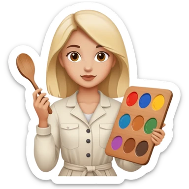 Female painter artist with palette sticker
