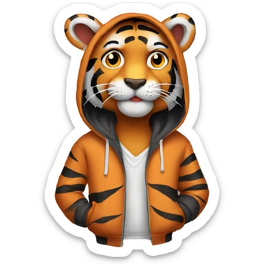 Tiger wearing a hoodie sticker