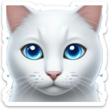 White cat with blue eyes wearing Christmas lights  sticker
