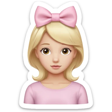 Blonde girl with a light pink bow in her hair sticker
