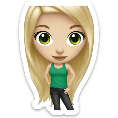 tattoo master, white girl straight blond hair, green eyes sticker