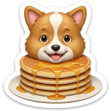 Dog eating pancakes sticker