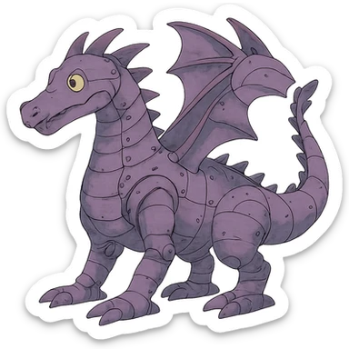 ghibli style purple robot dragon sticker