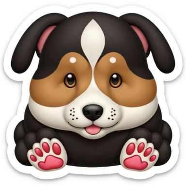 haz un perro negro con las patas y el ozico blancos toques marrones mucho pelo y ojos marrones menos marron menos pelo sticker