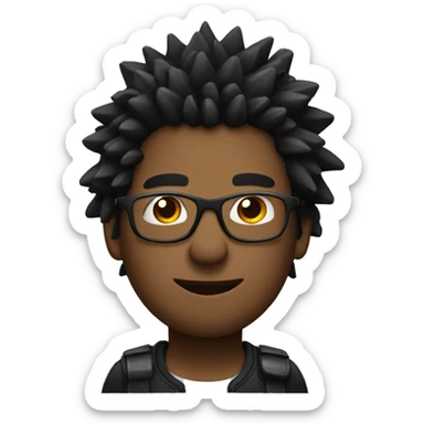 black main with glasses and spikey hair standing sideways to the right  sticker