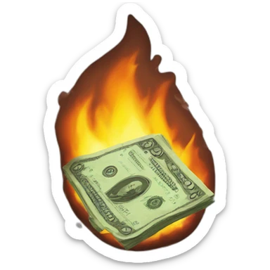 Burning wad of money sticker