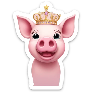 Pink pig with tiara sticker