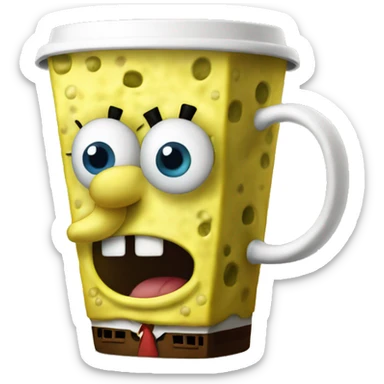 SpongeBob drinking coffee sticker