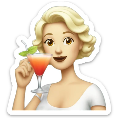 white lady drinking cocktail sticker