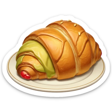 A croissant on a plate sticker