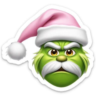 Grinch with a light pink santa hat sticker