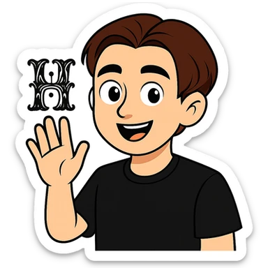 Remove the background and make the 'HI' text more ornate and decorative, keep the rest of the image the same, with a transparent background. sticker