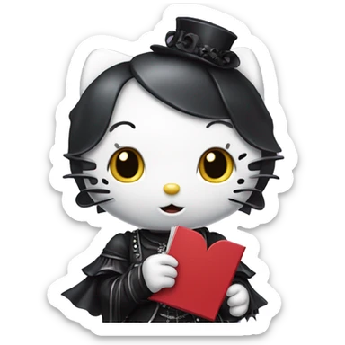 A Gothic hello Kitty holding the letter J ￼ sticker