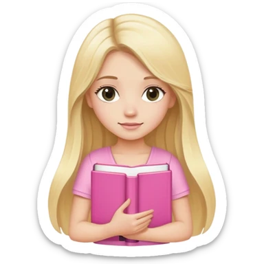 Pretty blonde girl with long hair carrying pink books and has cleavage  sticker