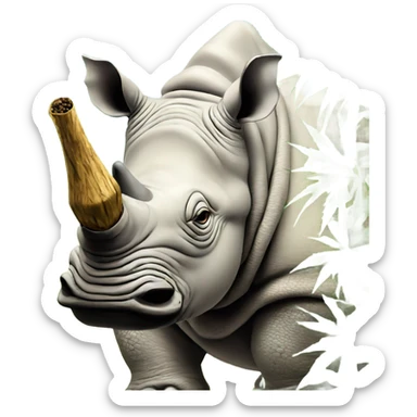 White rhino smoking hemp in bush hd sticker