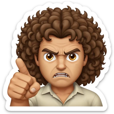Angry Tan man with big curly brown hair pointing at me sticker