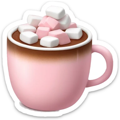 Light Pink mug of hot chocolate with marshmallows  sticker