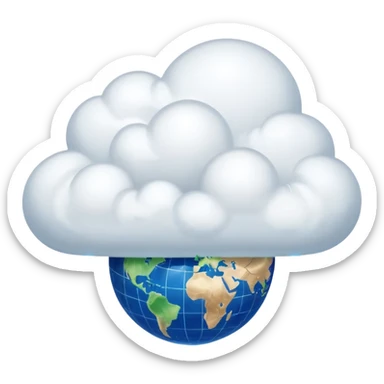 a large cloud with a glowing meridian globe sticker
