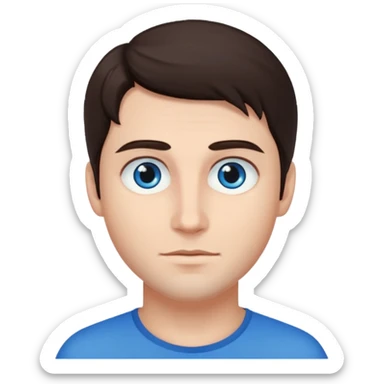 homme yeux bleu azur cheveux brun foncé sticker