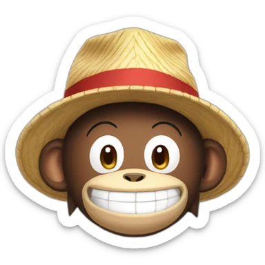 Monkey the Luffy, smiling with hat and saying ok sticker