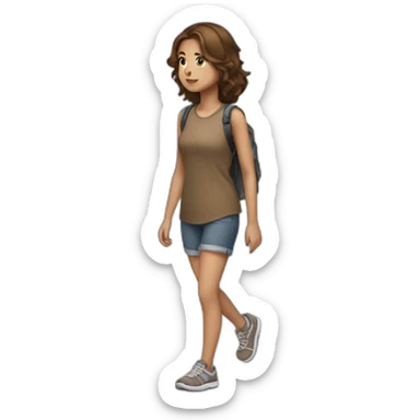 Brown haired girl walking sticker