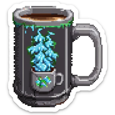 Pixel art coffee mug with steam sticker