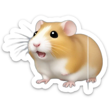 Small Hamster in large clear plastic cage with clear plastic tunnels sticker