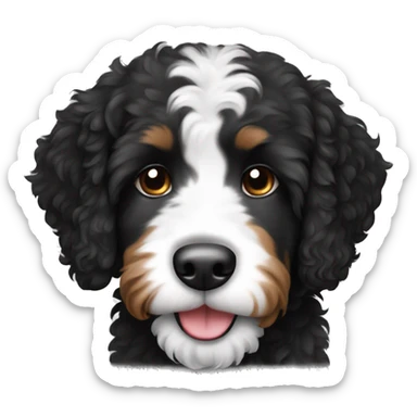 Black and white bernedoodle cute puppy dog sticker