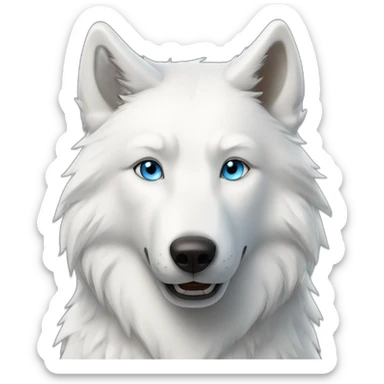 Happy White Wolf blue eyes short hairs sticker