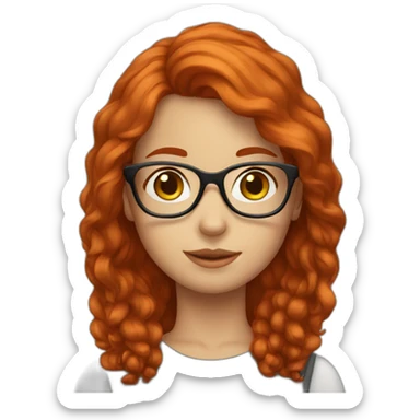 redhead girl with glasses sticker