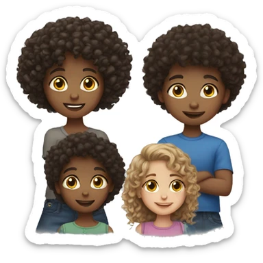 3 siblings 1 bay boy 2 girls curly hair sticker