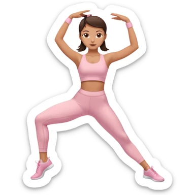 brunette girl in light pink workout clothes dance stretching sticker