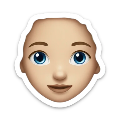 a girl with very light skin, brown straight hair and blue eyes sticker