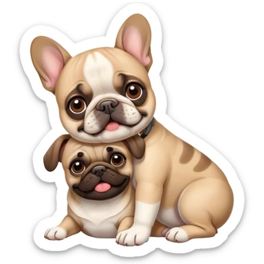 French bulldog with pug hugging sticker