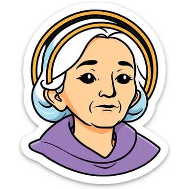 old woman face with a halo sticker