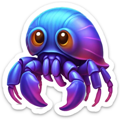 Cute neon hermit crab  sticker