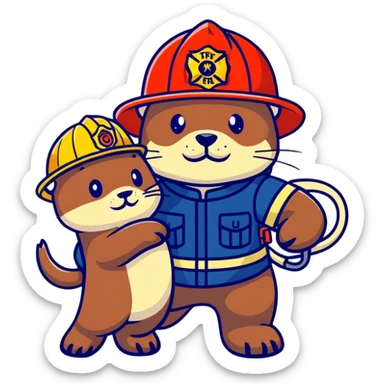 brave otter firefighter rescuing someone sticker