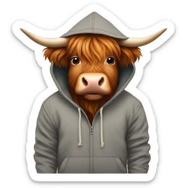 Highland cow in hoodie sticker