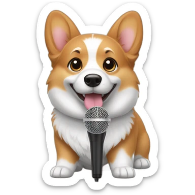 cute corgi with a microphone sticker