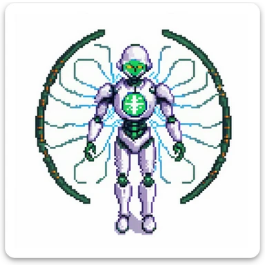 digital data, flowing within a superconductor, digital schema, biomata, sekgen, cyac, traxus, NuCal, vibrant shocking energetic transmission. generator core. bi-axial. neutronic. biomechanical. cyber-android sticker