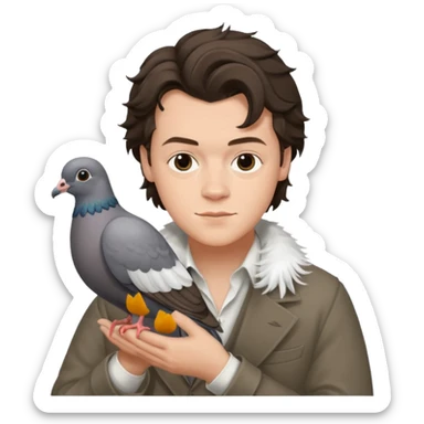 harry styles holding a pigeon sticker