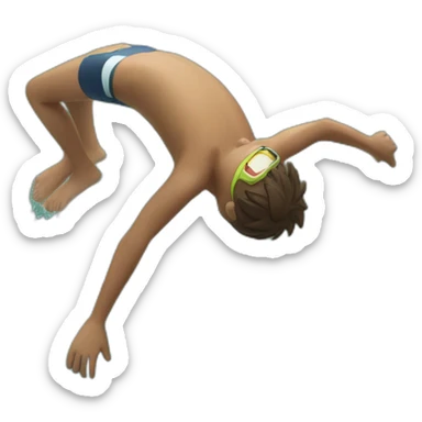 side view of an emoji boy diving into a swimming pool sticker