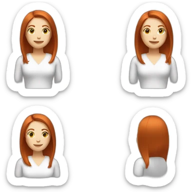 redhead white woman with medium long straight hair, saying ok sticker