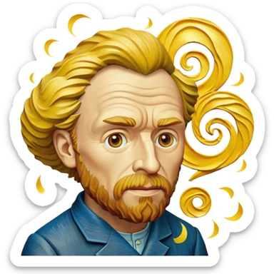 cinematic-realistic-vincent-van-gogh-pop-culture-emoji,-featuring-an-expressive-portrayal-inspired-by-the-legendary-painter-rendered-with-dynamic,-swirling-textures-and-artistic-lighting. sticker