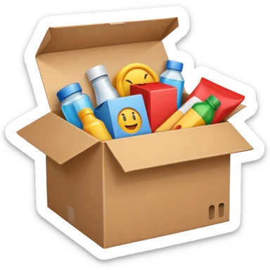 a box with different products sticker