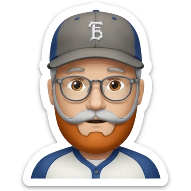 male full gray beard glasses and baseball cap sticker