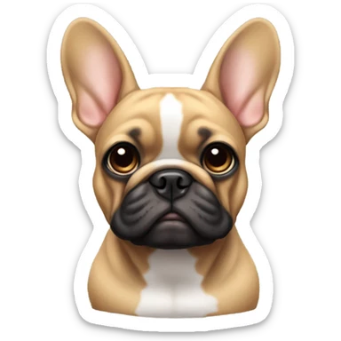 Tan and black French bulldog with ears that fold down sticker