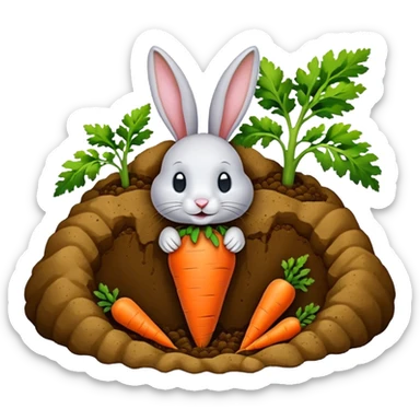 Rabbit burrow, carrot outside sticker
