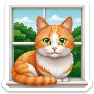 Window with cat on sill + warm lamp glow sticker