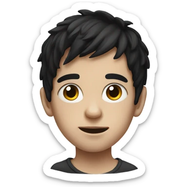 realistic portrait of alone boy with black hair sticker